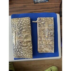 Brahmin Symphony Melbourne, Clutch And Credit Card Holder Beige & Metallic